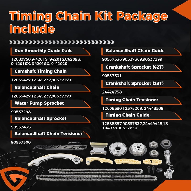 GEARCESS 94201S Timing Chain Kit 12680750 Fit For 2010-2015 Chevy Equinox | Fit For GMC Terrain | Fit For Buick Verano | Fit For Pontiac | Fit For Saab | Fit For Saturn, 2.0 2.2 2.4L, Replaces # 9-4201SX - Image 5